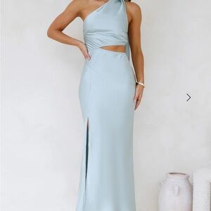 Hello Molly Blue Asymmetrical One-Shoulder Gown